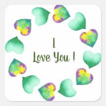 Romantisk Söt Akvarell Grön Alla Hjärtans Dag