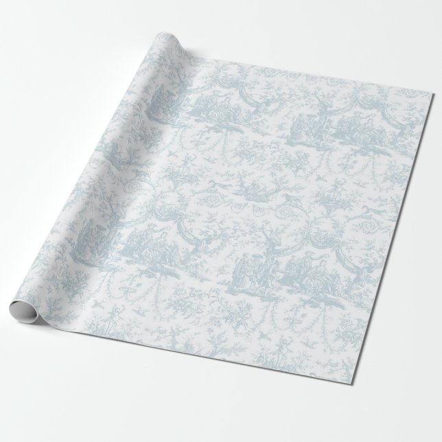 Romantisk Söt Light blue Toile Gift Presentpapper (Utrullad)