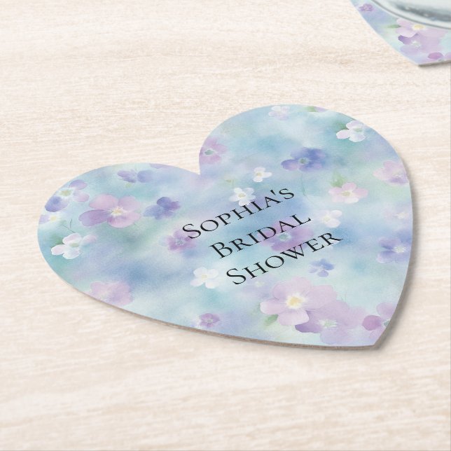 Romantisk Söt Lila White Flowers Möhippa Underlägg Papper (Vinklad)