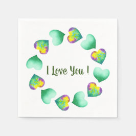 Romantisk Söt Vattenfärg Grön Alla Hjärtans Dag    Pappersservett