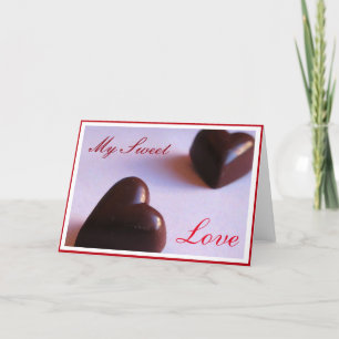 Romantisk sötad Kärlek Chocolate Hearar valfri tex Helgkort