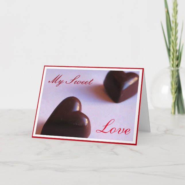 Romantisk sötad Kärlek Chocolate Hearar valfri tex Helgkort (Framsida)