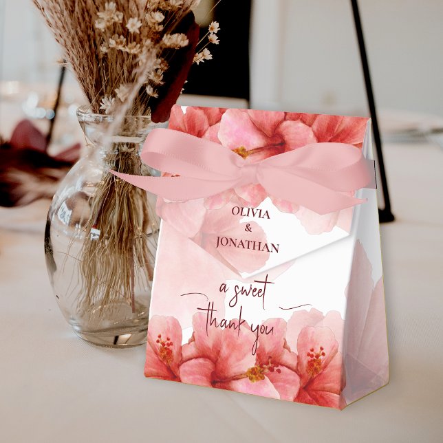 Romantisk sötad Tack Vattenfärgsblomma Bröllop Presentaskar (Romantic Sweet Thank You Watercolor Flower Wedding Favor Box)