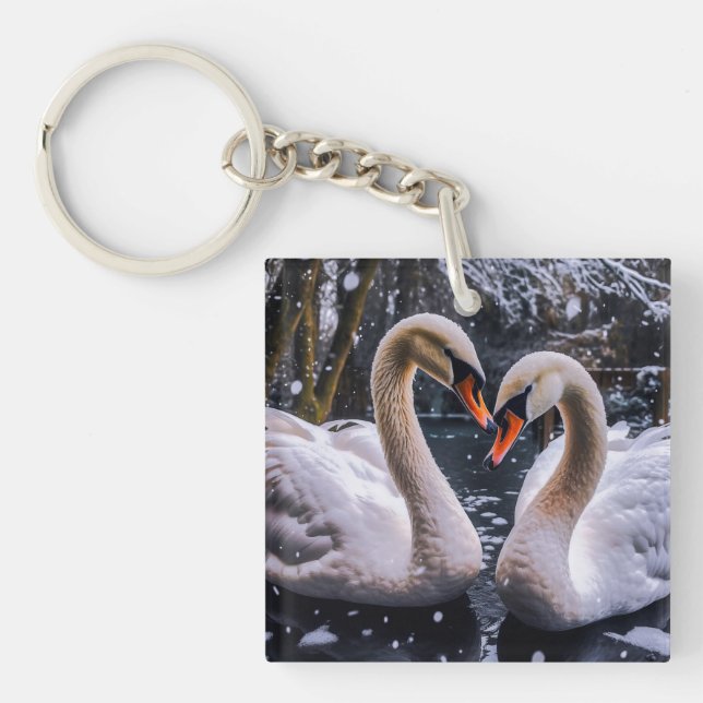 Romantisk Svanar i Winter Wonderland (Framsidan)