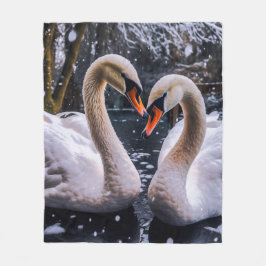 Romantisk Svanar i Winter Wonderland Fleecefilt