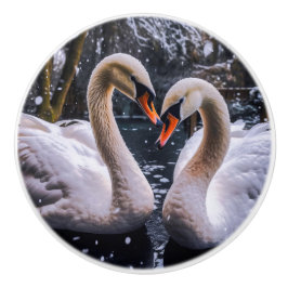 Romantisk Svanar i Winter Wonderland Knopp