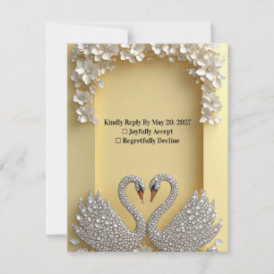 🌺Romantisk Svandekor Crystalaccent 💐 OSA Kort