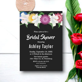 Romantisk, svart, färgstark Ro Blommigt Möhippa Inbjudningar