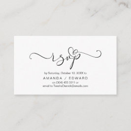 Romantisk, Svart, Inbjudan RSVP, svara