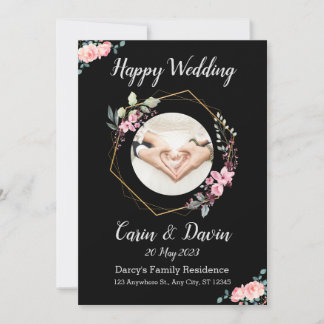 Romantisk svart kalligrafi - alla bröllopsinbjudni inbjudningar