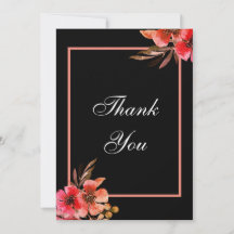 Romantisk, svart, Orange, Blommigt, skript Bröllop