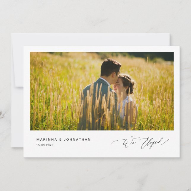 Romantisk svart skrift, bröllopsflykt inbjudningar (Framsida)