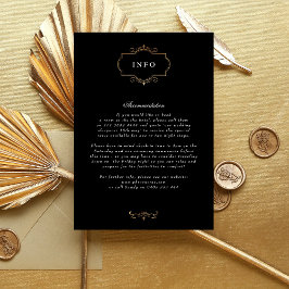 romantisk svart vit guld monogram bröllop tilläggskort