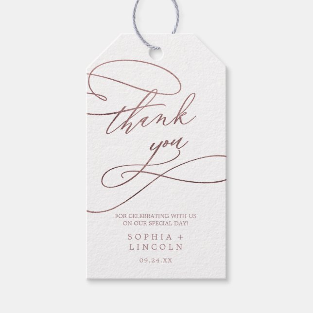 Romantisk Tack för Guld Calligraphy Ro Presentetikett (Framsidan)