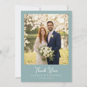 Romantisk Teal Elegant Foto Tack Kort