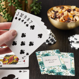Romantisk Teal Kräm Ros Blommig Bröllopsdusch Casinokort