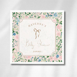 Romantisk Teal Rosenskift Sage Blommig Baby Shower Pappersservett