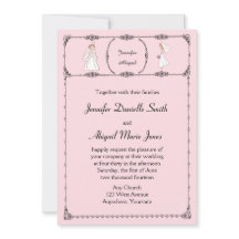 Romantisk Tecknad Brides bröllopsinbjudan