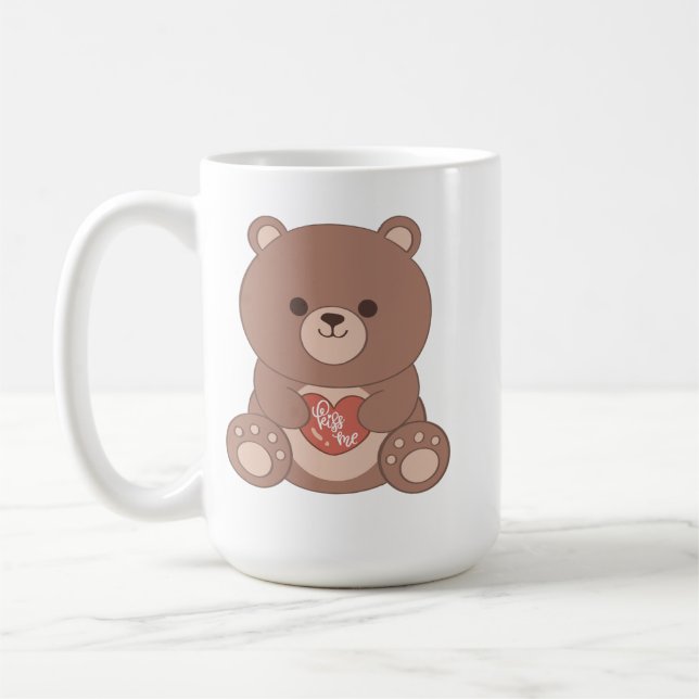 Romantisk Teddybjörn & Hjärtan Mugg (Vänster)