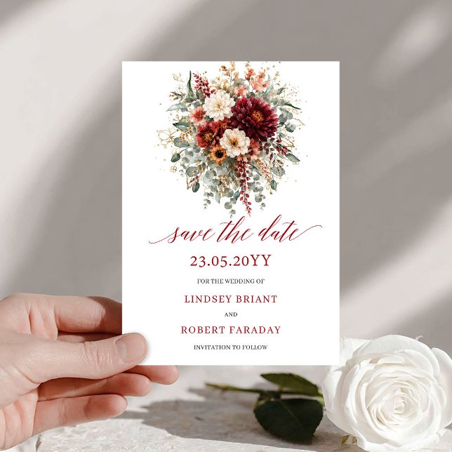 Romantisk Terrakotta Boho Guld Spara Datum Datumet (Romantic Terracotta Boho Gold Save The Date

)