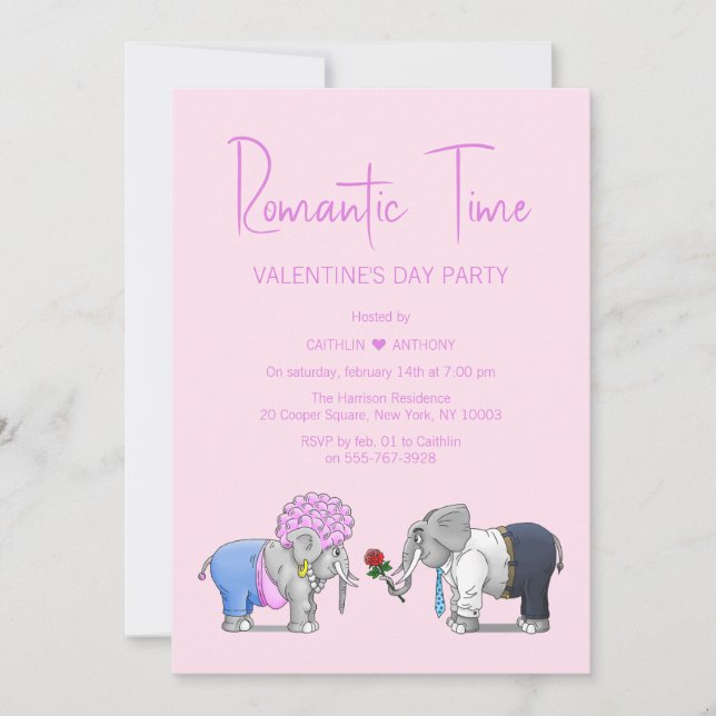 Romantisk tid Alla hjärtans dag-fest Inbjudningar (Framsida)