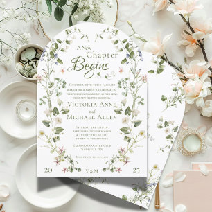 Romantisk tidslös Blommigt Elegant bröllop Inbjudningar