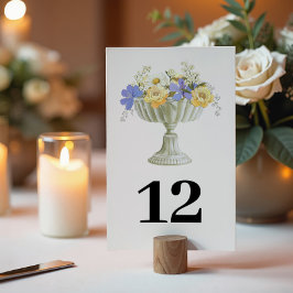 Romantisk toskansk trädgård blomsterurnbröllop bordsnummer