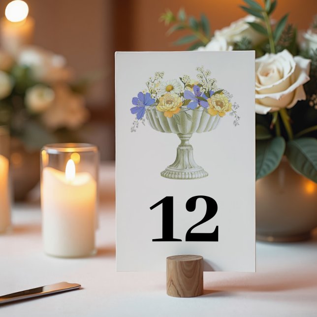 Romantisk toskansk trädgård blomsterurnbröllop bordsnummer (Skapare uppladdad)