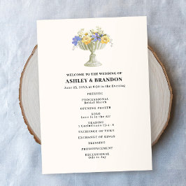 Romantisk toskansk trädgårdsurna blomsterbröllop program