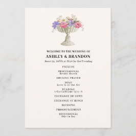 Romantisk toskansk trädgårdsurna blomsterbröllop program