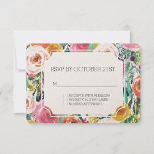 Romantisk Trädgård Färgrika Blommor RSVP OSA Kort