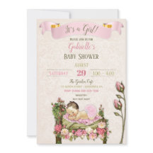 Romantisk Trädgårds Baby Shower Rosa Gröna Rosor