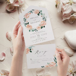 Romantisk trädgårdspersika-blommigten och bröllop