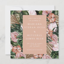 Romantisk tropisk Blommigt med mjuk Grönt för Rosa