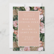 Romantisk tropisk Blommigt med mjuk Grönt för Rosa