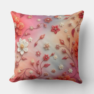Romantisk tryckt broderad blommig accentkudde kudde