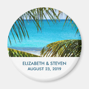 Romantisk turkos Tropical Beach Wedding Magnet