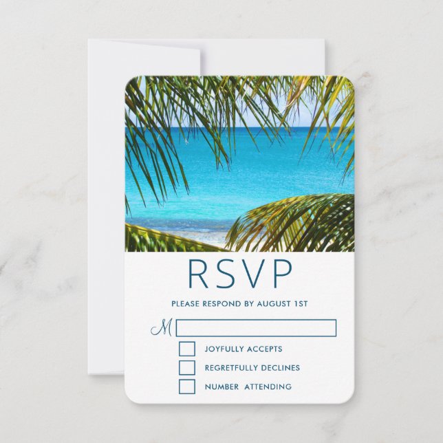 Romantisk turkos Tropical Beach Wedding OSA Kort (Framsida)
