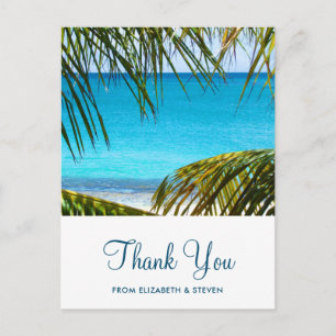 Romantisk turkos Tropical Beach Wedding Tack Vykort