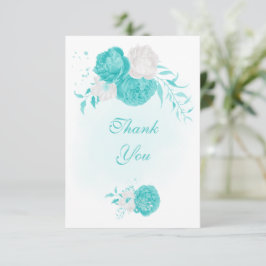 romantisk turkos vit blomma botaniskt wedin tack kort