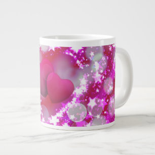 Romantisk Twin Heart Sparkling Star Valentine Day Jumbo Mugg