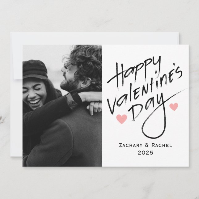 Romantisk typografi med Valentines day 1-foto Julkort (Framsida)