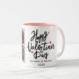 Romantisk typografi med Valentines day 1-foto Två-Tonad Mugg