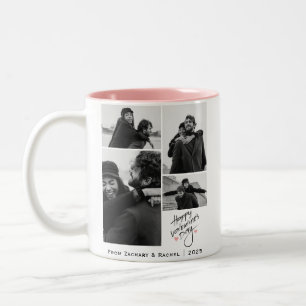 Romantisk typografi, Valentines day 4-foto Två-Tonad Mugg