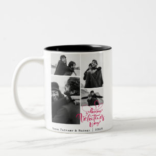 Romantisk typografi, Valentines day 4-foto Två-Tonad Mugg