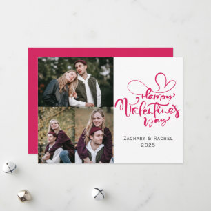 Romantisk typografi Valentines day par 3 foto Julkort