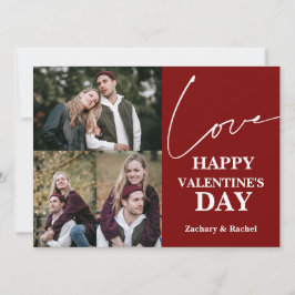 Romantisk typografi Valentines day par 3 foto Julkort