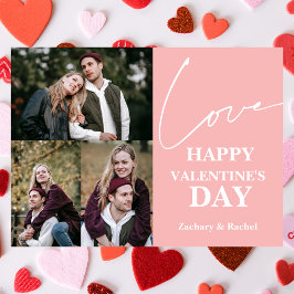 Romantisk typografi Valentines day par 3 foto Julkort