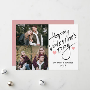 Romantisk typografi Valentines day par 3 foto Julkort