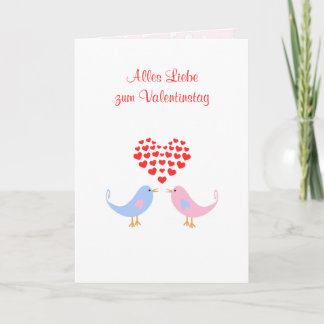 Romantisk tysk valentin för Alles Liebe lovebirds Helgkort